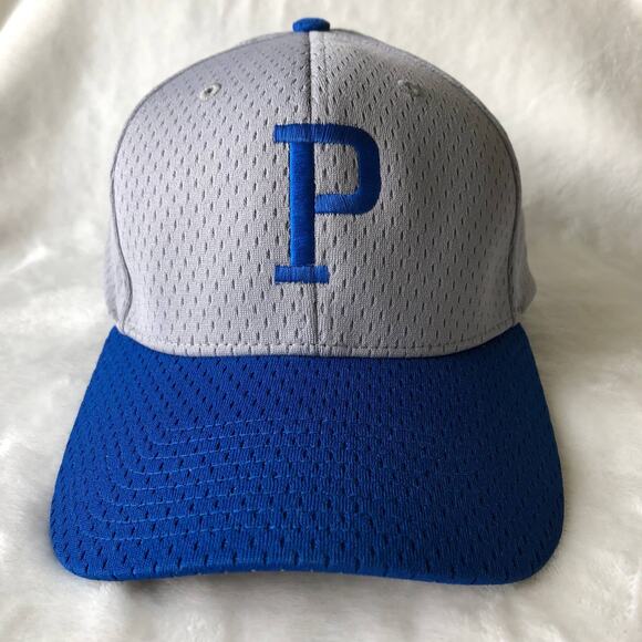 "P" Puma Men's Mesh Baseball Cap ProModel Style 412 Adjustable Gray Blue - Picture 1 of 8
